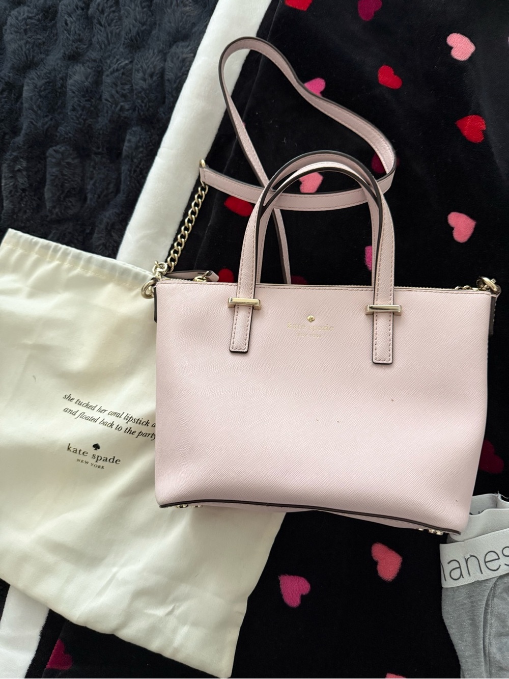 kate spade pale pink leather satchel with chain-strap